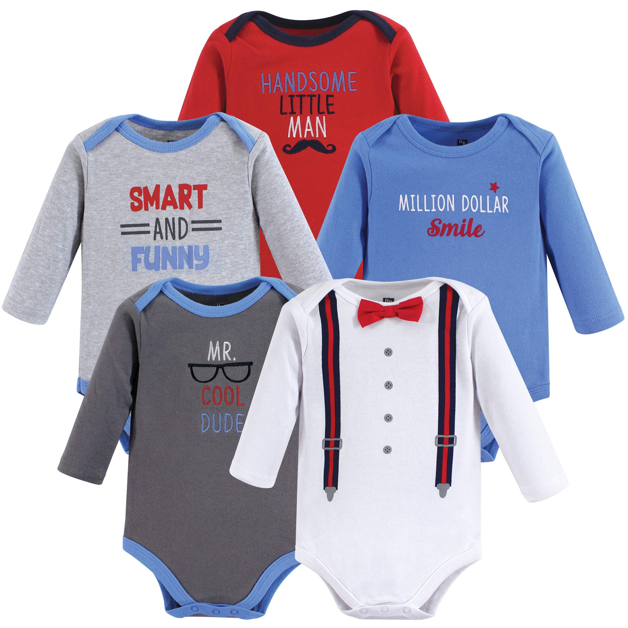 Hudson Baby baby-boys Cotton Long-sleeve Bodysuits 5-pack