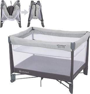 Baby Trend Quick-Fold Comet Playard with Hanging Bassinet, Desert Grey