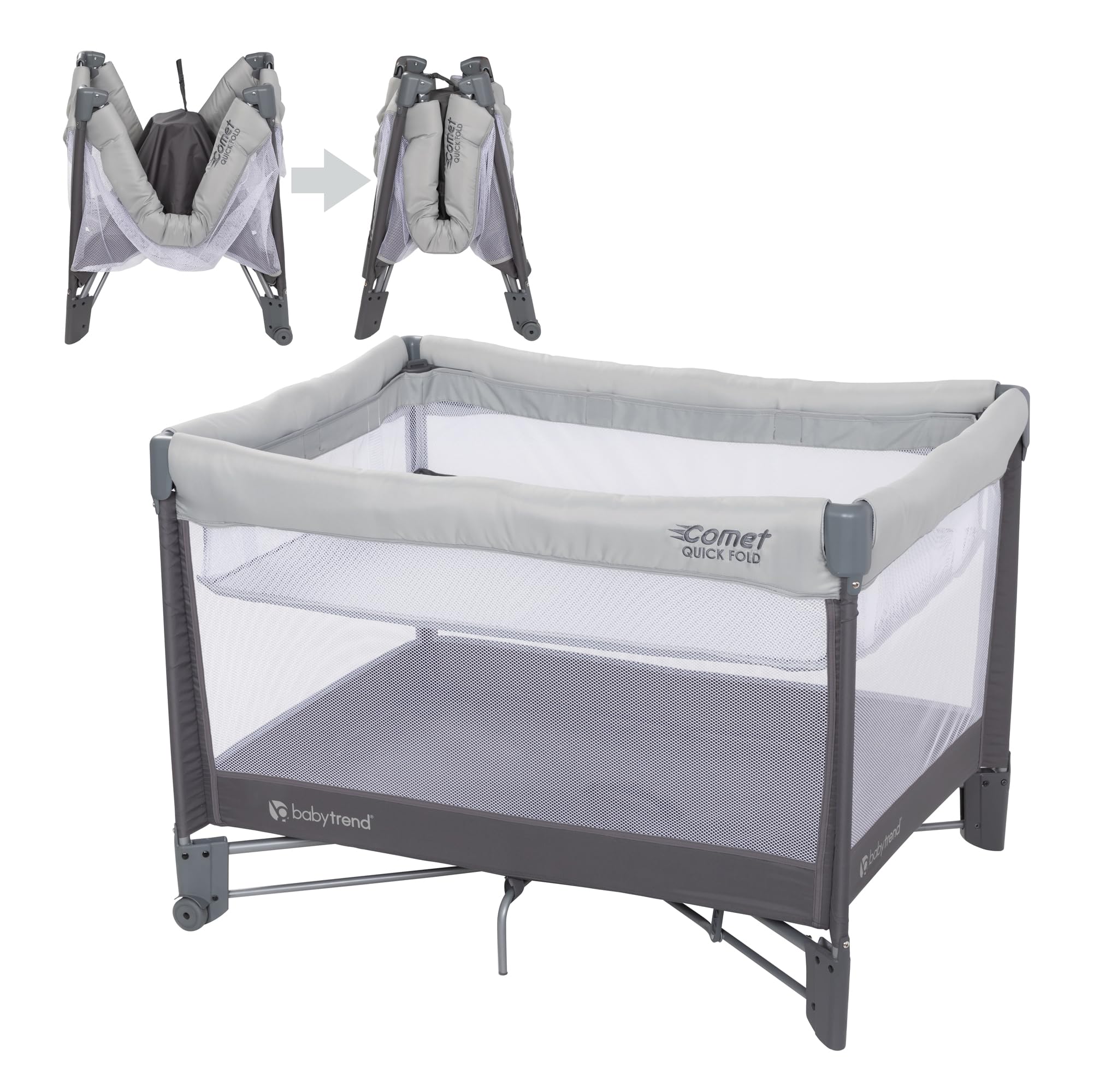 Baby Trend Comet One Hand Quick-Fold Playard with Hanging Bassinet, Desert Grey : Toys & Games
