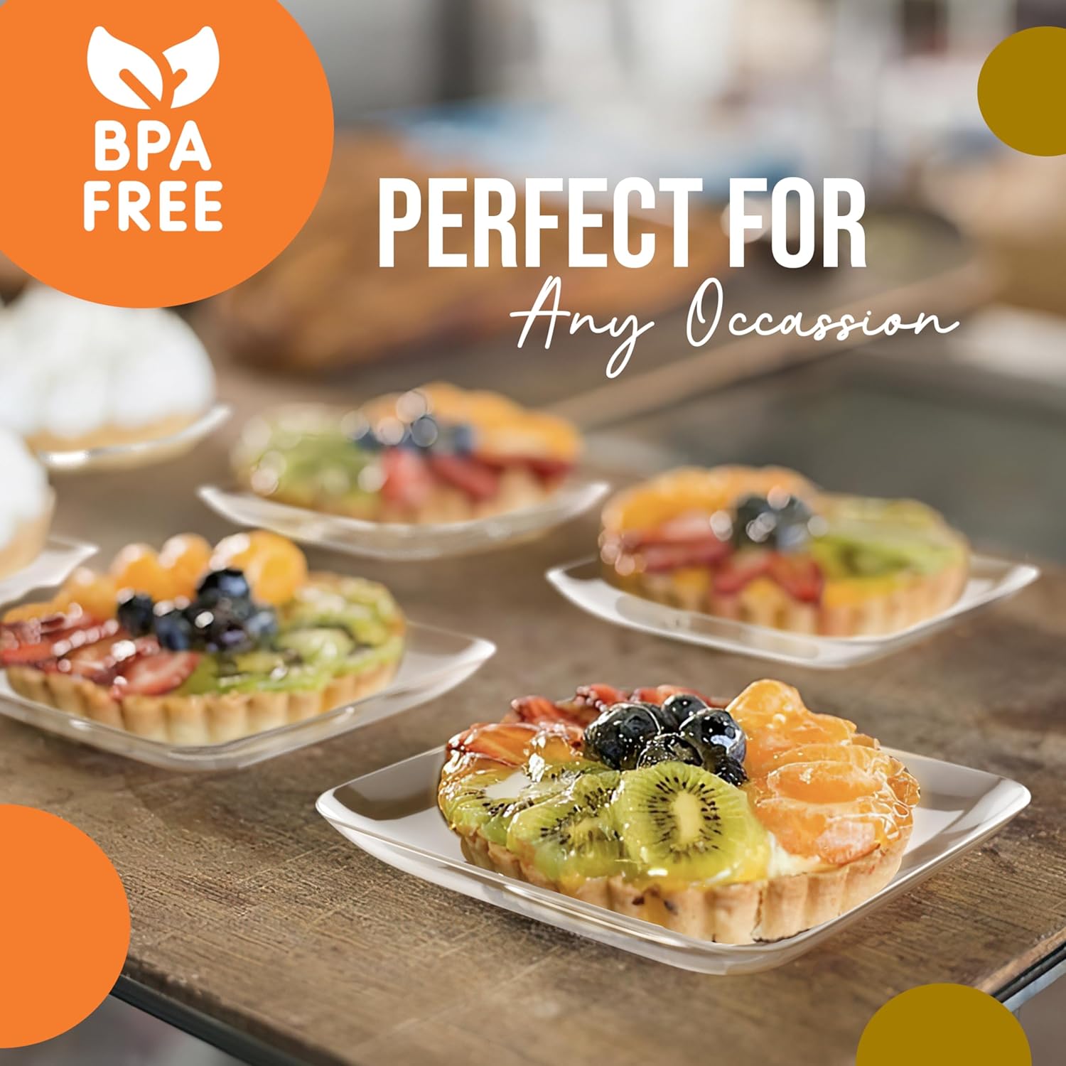 Exquisite Tiny Mini Dessert Plates - 120 Pack 2.4 In. x 2.4 In. Clear Disposable Appetizer Plates - Small Plastic BPA Free for Weddings thumbnail