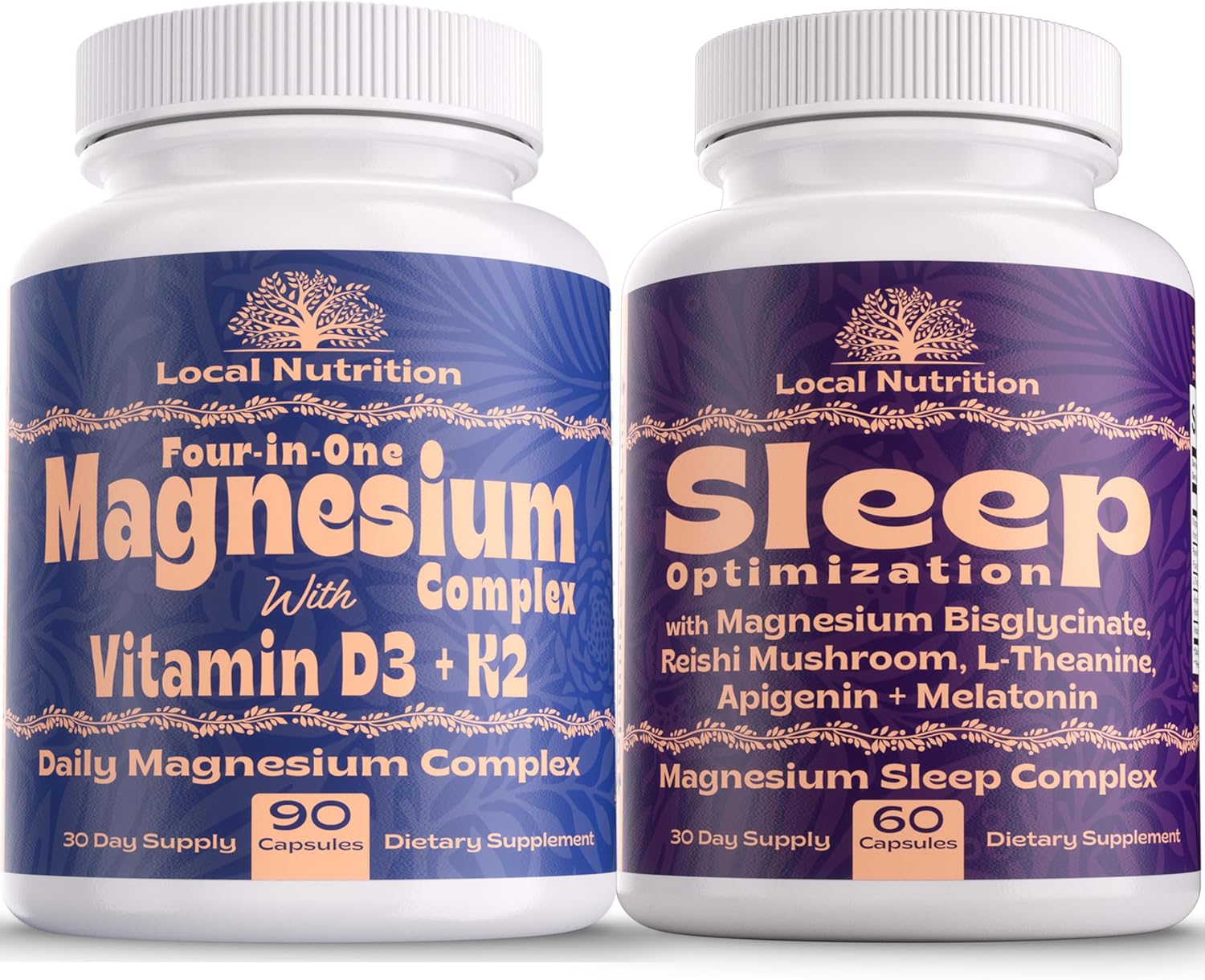 Natural Sleep Aid Magnesium Complex Bundle - Premium Sleep Support Supplement and Magnesium Supplement - One Month Supply, Made in The USA
