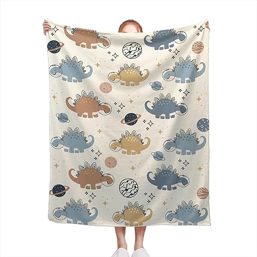 Miniatura 9 de Manta de dinosaurios espaciales, divertida manta de forro polar suave y acogedora para regalo, decoración de pícnic para niños y niñas, para