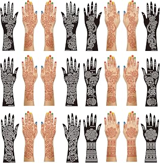 Henna Tattoo Stencil Kit, 12 Sheets Temporary Tattoo Templates for Hand, Forearm