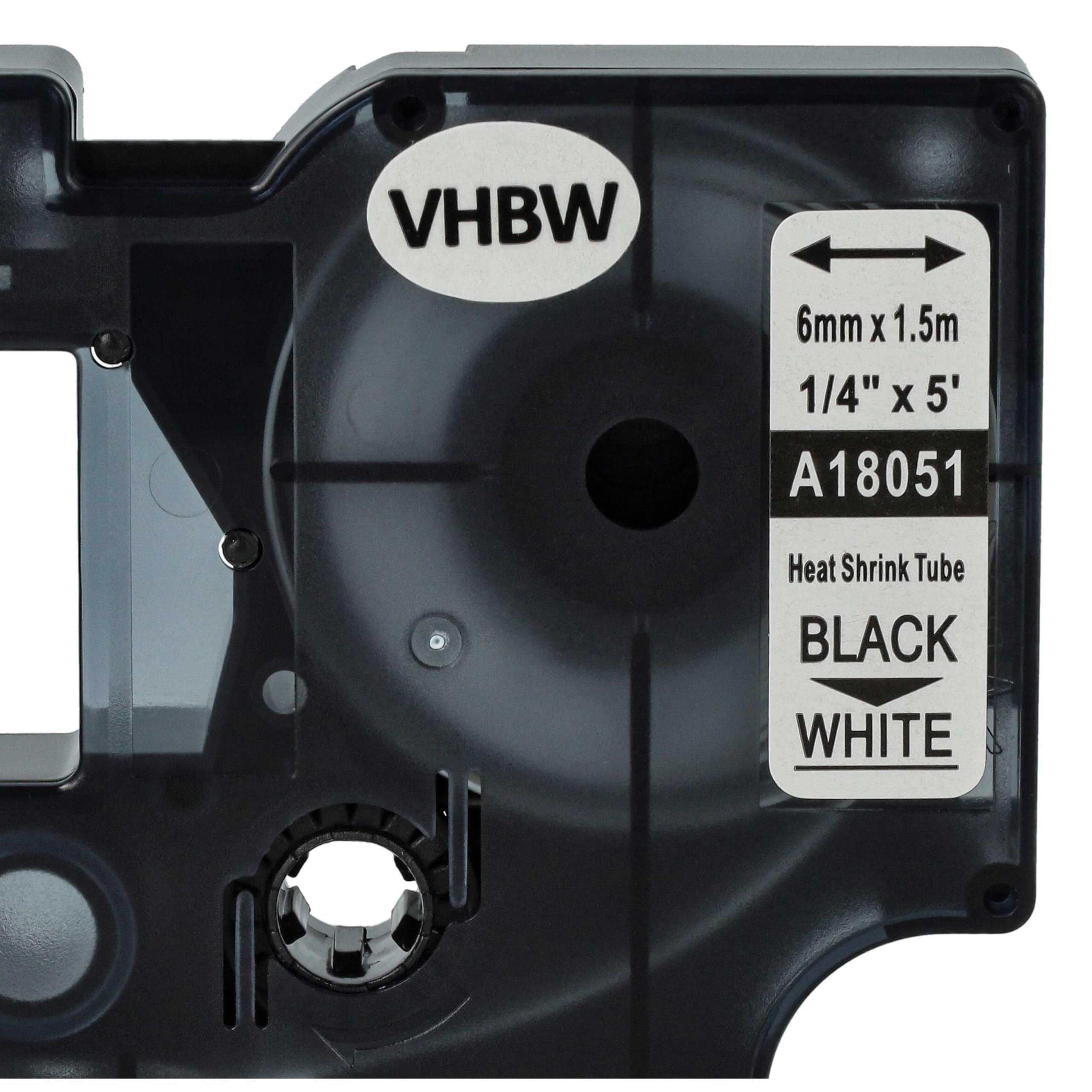 vhbw 10x Schriftband-Kassette Ersatz für Dymo 18051 für Etiketten-Drucker Schwarz auf Weiß, Schrumpfschlauch-Kassette, 6 mm