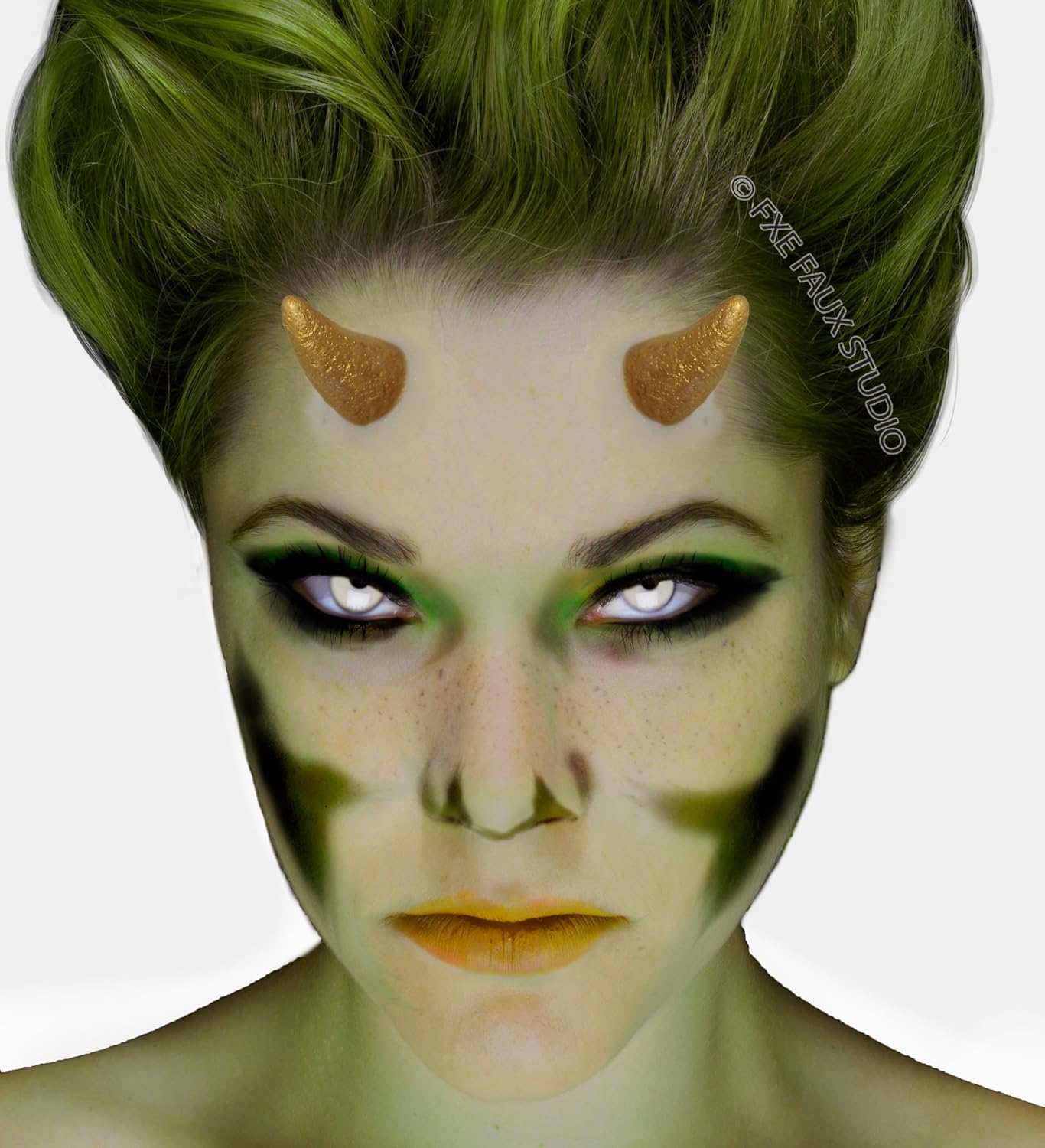 Fxe Faux Studio Small Gold Devil Horns Halloween Latex Prosthetic Appliance. - Image 2