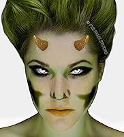 Vista 2 de Fxe Faux Studio Pequeño aparato protésico de látex de Halloween con cuernos de diablo dorados.