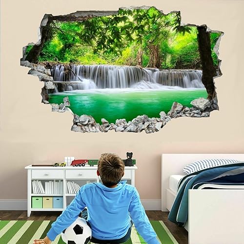 Miniatura 40 de Calcomanía de pared de animales, tatuaje de pared 3D de tiburón destrozado, removible, calcomanías de pared para habitación, calcomanías