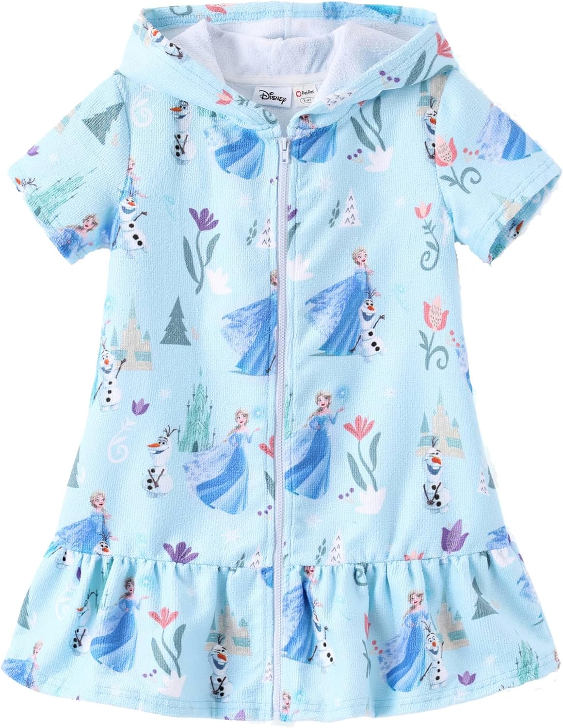 Disney Princess Frozen Stitch Marvel Minnie Girl Swim Cover Up Terry Cloth Swimsuit Coverup Zip-up Bathing Suit Wrap Hooded