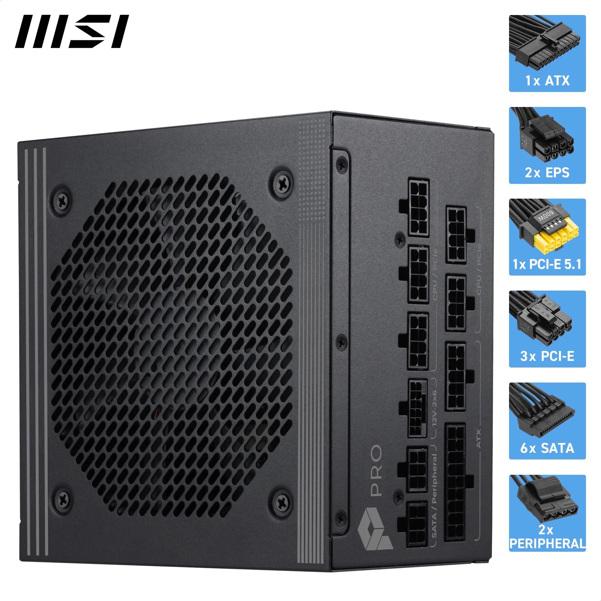 Amazon | MSI PRO A1000PL PCIE5 PC電源ユニット 1000W ATX3.1/PCIe