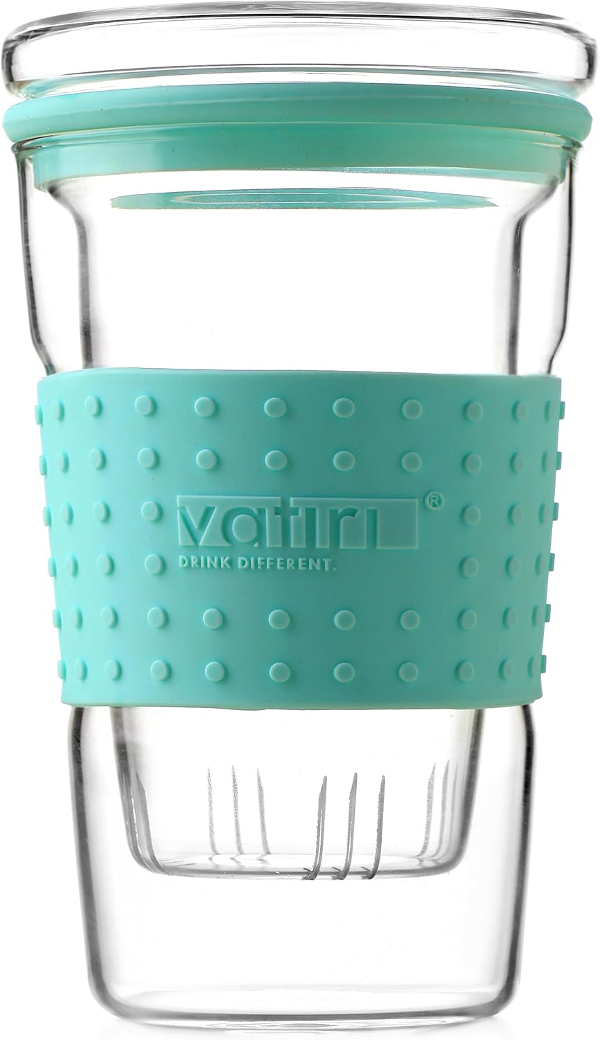 Glass Infuser with Green Holder, Multicoloured, 360 ml