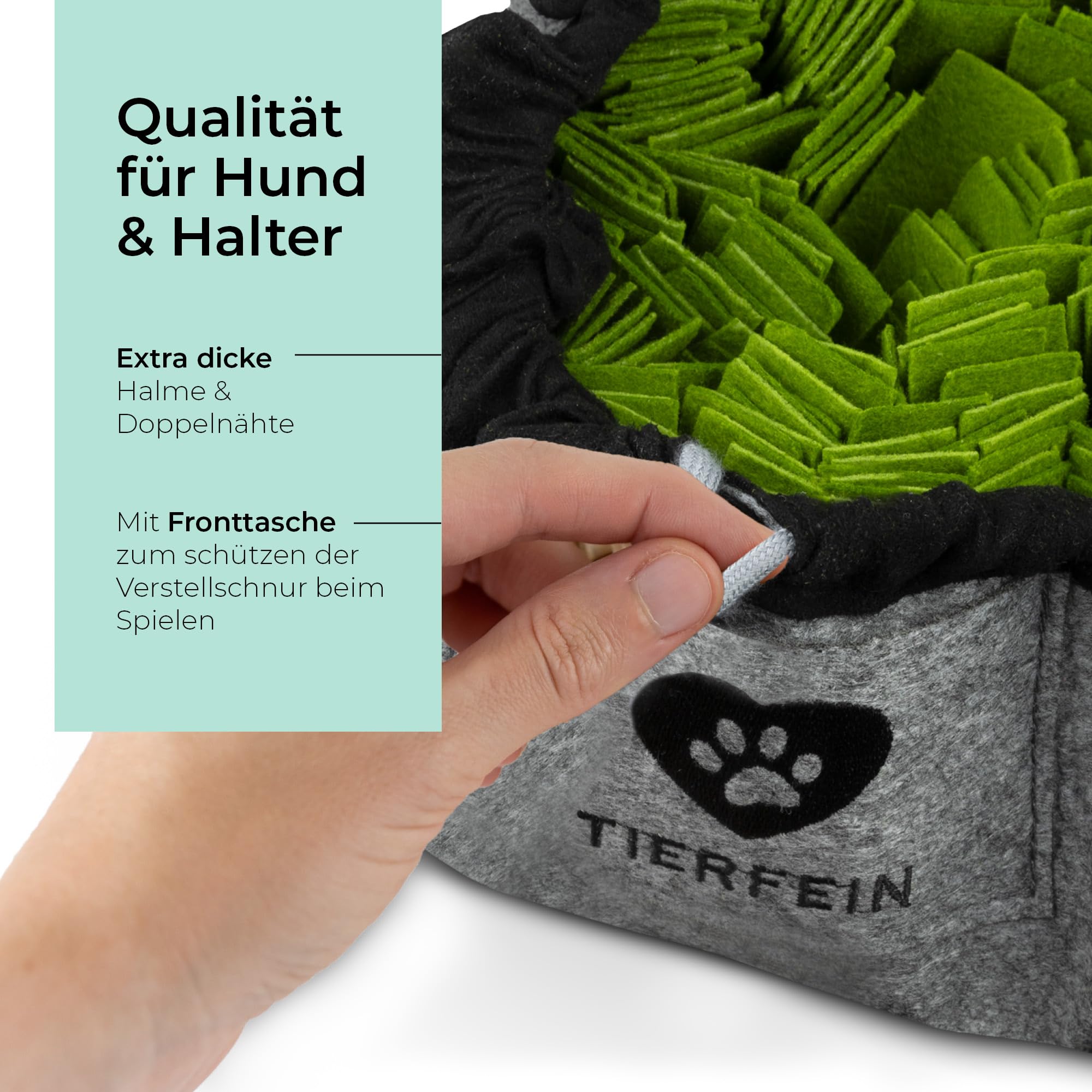 Tierfein Schnüffelteppich Hund – Intelligentes Hundespielzeug für kleine & große Hunde – waschbar & größenverstellbar – Welpenspielzeug & Intelligenztraining für Hunde
