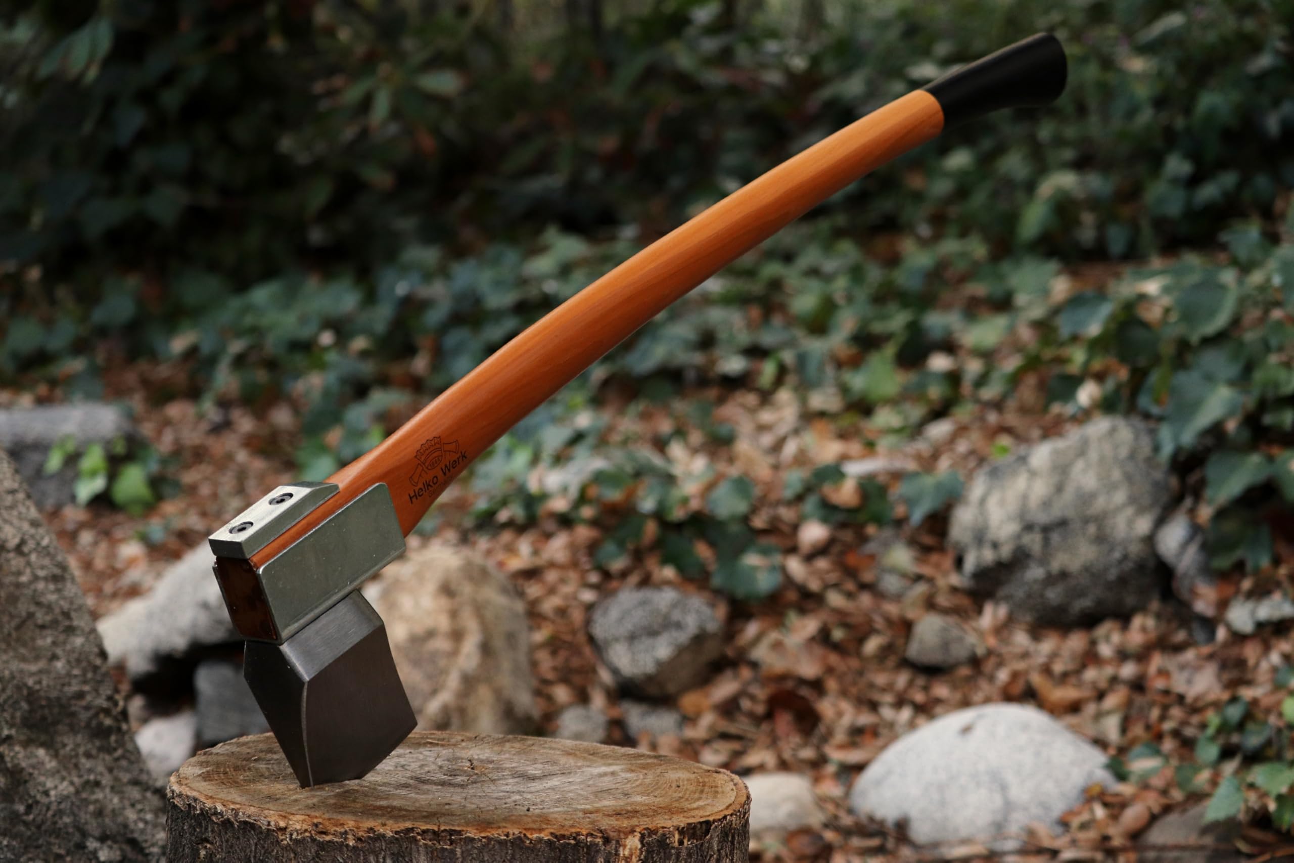 1844 Helko Werk Vario Schwere Spaltaxt aus C50-Kohlenstoffstahl (47–55 HRC), 2000 g Kopfgewicht, 90 cm Hickory-Stiel, inkl. Lederschutz – Ideal zum Spalten von Holz
