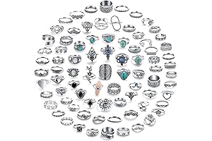 82 Pcs Vintage Silver Knuckle Rings Set for Women, Bohemian Stackable Joint...