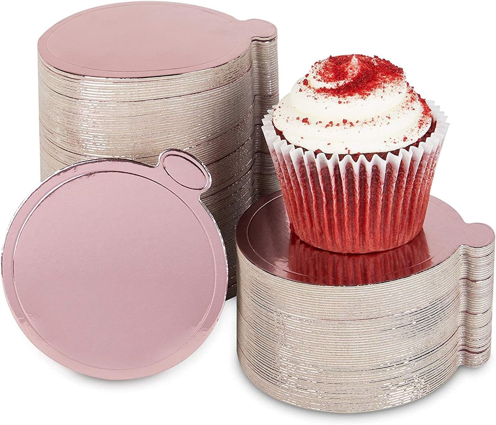 Mini Round Cake Boards, Rose Gold Foil Dessert Base (3.5 Inches, 200 Pack)