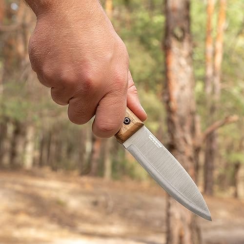 Miniatura 7 de BPS Knives B1 SSH - Cuchillo bushcraft de acero inoxidable con funda de cuero, cuchillos de campamento, cuchillo de hoja fija de espiga completa