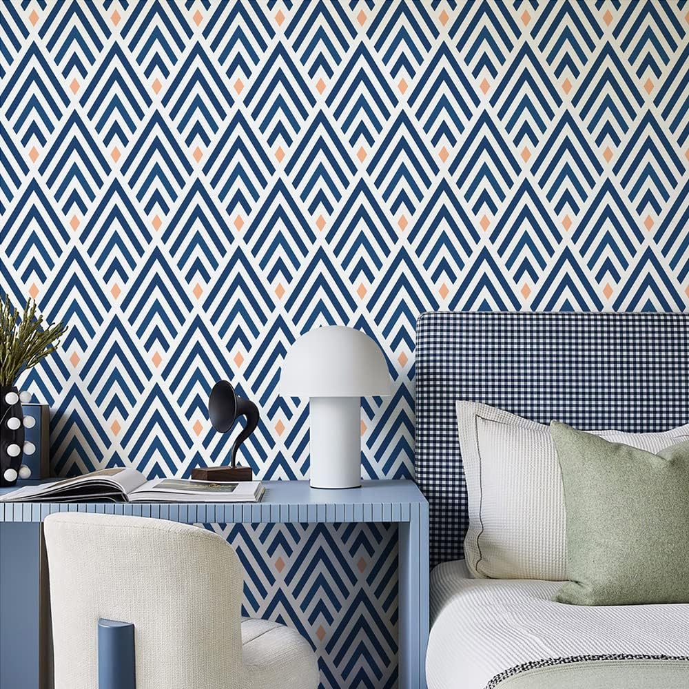 HDNCJFLEQ Arrowhead Peel and Stick Wallpaper Navy Blue Removable Stripe