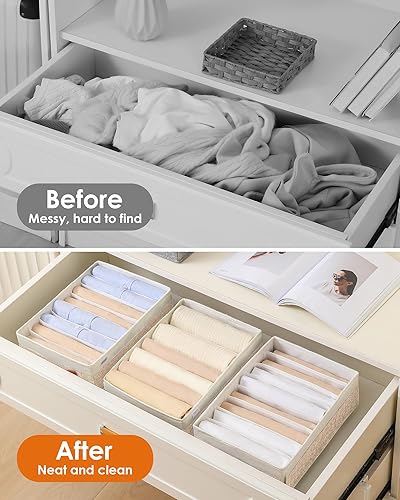 Miniatura 3 de 4 organizadores de cajones de camisetas para ropa, organizador de camisas de 8 rejillas para armario, organizador de cajones de tela lavable,