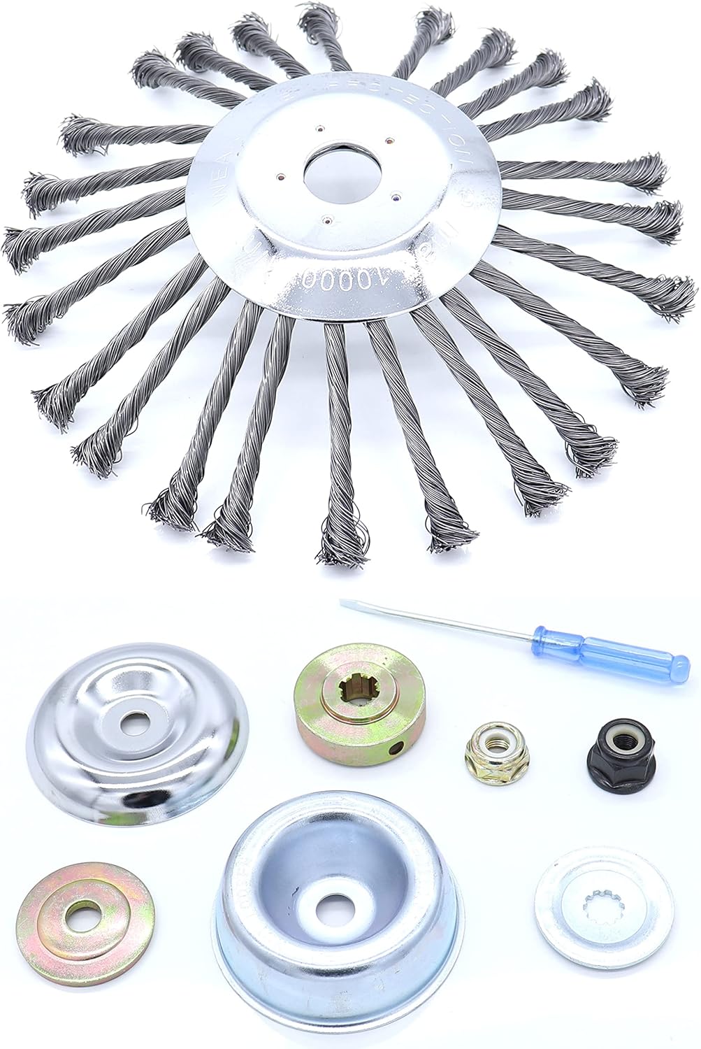 MOCW 10 Inch Rotary Steel Wire Wheel Weed Brush Blade Trimmer Head