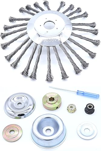 Cepillo de alambre de acero giratorio de 10 pulgadas, repuesto para recortadora de malas hierbas compatible con recortadoras Husqvarna, Stihl, Ego,
