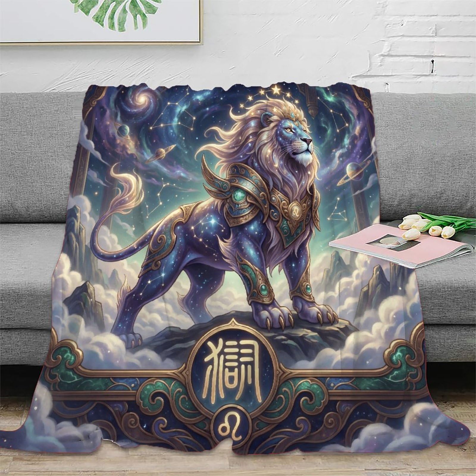 H3B8U2Y5 Leo Zodiac Constellation for Flannel Throw Blanket, Couch TV Time