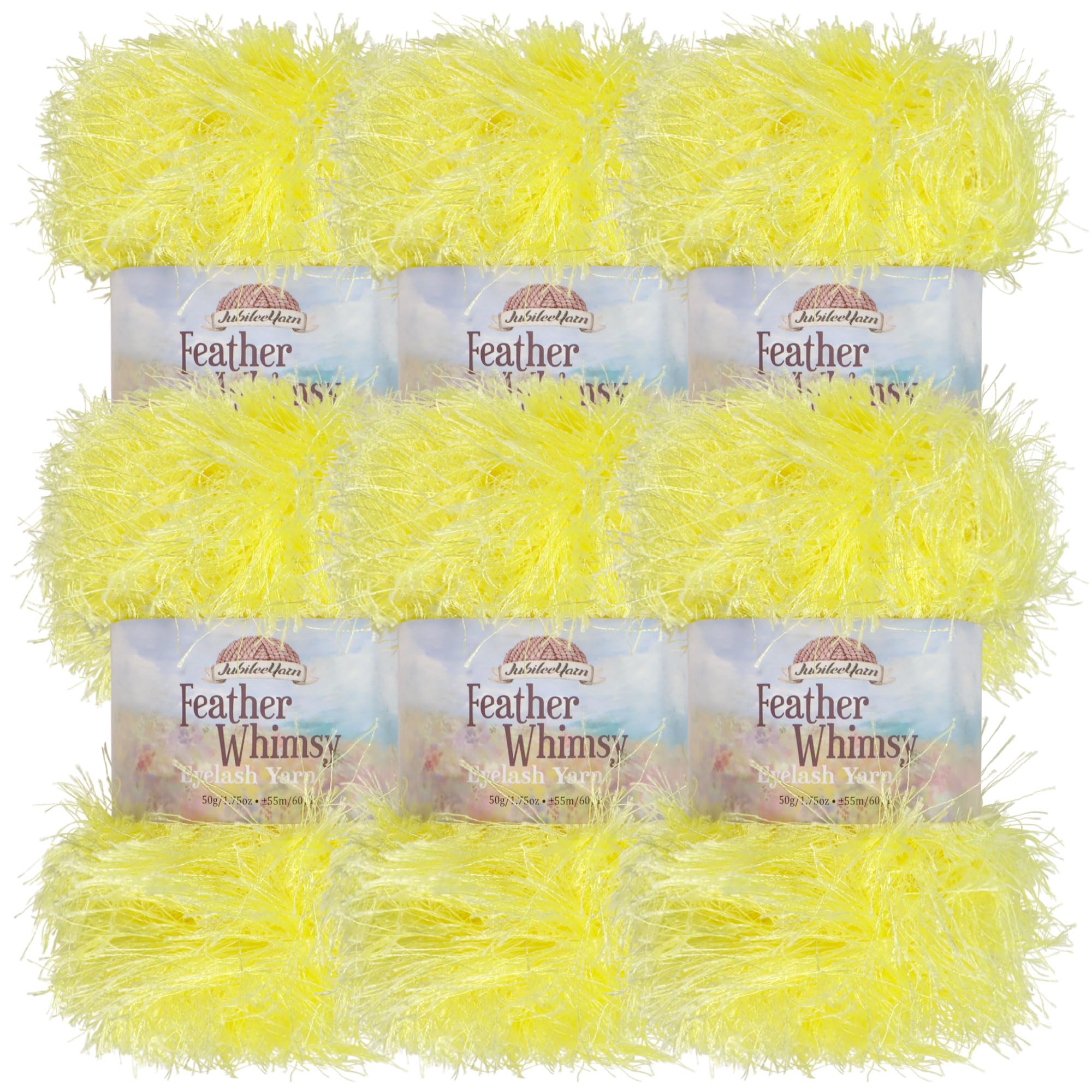 JubileeYarn Feather Whimsy Eyelash Yarn - 50g/Skein Fine Polyester Fur - Golden Apple - 6 Skeins
