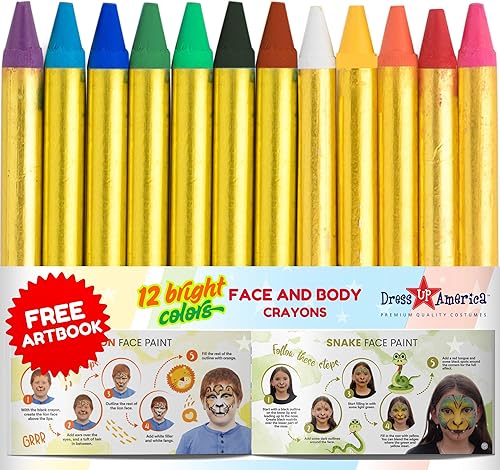 Dress Up America 12 colores de crayones para dibujar en rostro y cuerpo Seguro y no tĂłxicos 1 Multicolor Dress Up America 12 colores de crayones para dibujar en rostro y cuerpo Seguro y no tĂłxicos 1 Multicolor