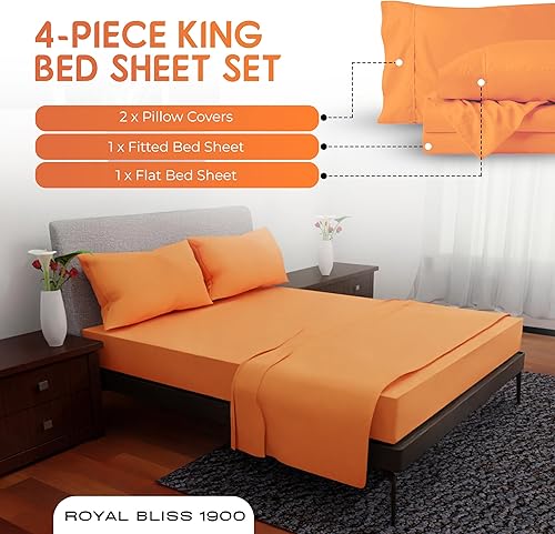 Miniatura 10 de Royal Bliss - Juego de sábanas de algodón egipcio 1900 y bambú de calidad con 1 sábana bajera, parte superior dividida de 36 pulgadas, 1 sábana