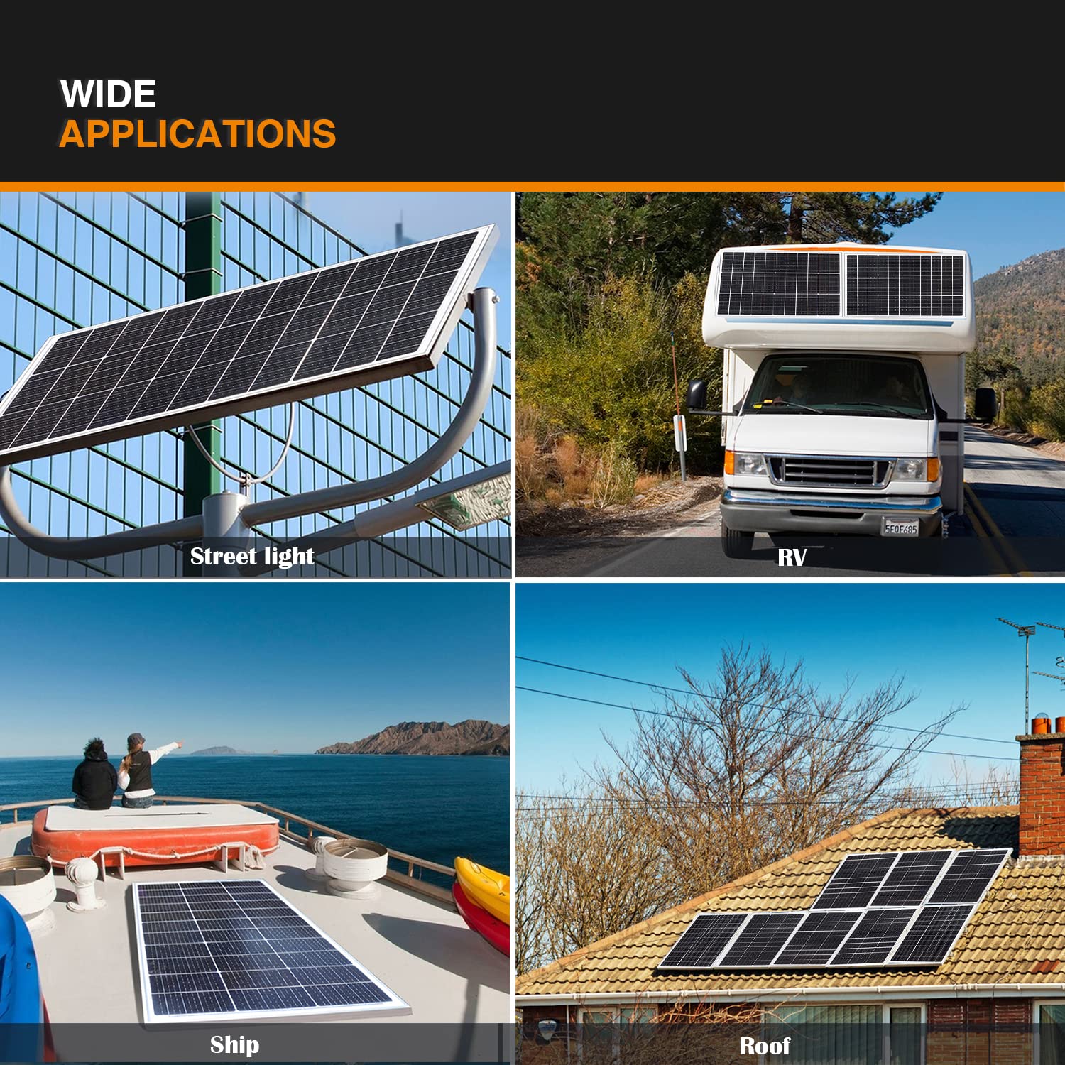 XINPUGUANG Kit Panel Solar 100w 12v 100 Watt Mono Fotovoltaica 18v Módulo 10A Regulador de carga para el barco, coche, autocaravana, casa, jardín, cobertizo