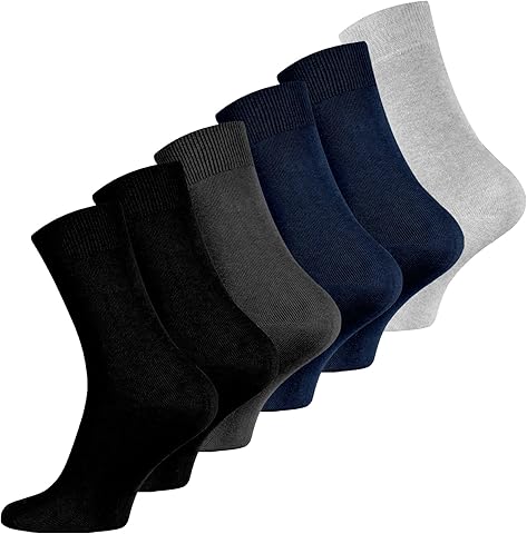 Calcetines de Bambú para Hombre | Pack 6 Pares Sin Costuras | Transpirables Suaves Cómodos | Fibra Natural Ecológica | Talla 40-45 | Ideal Diario