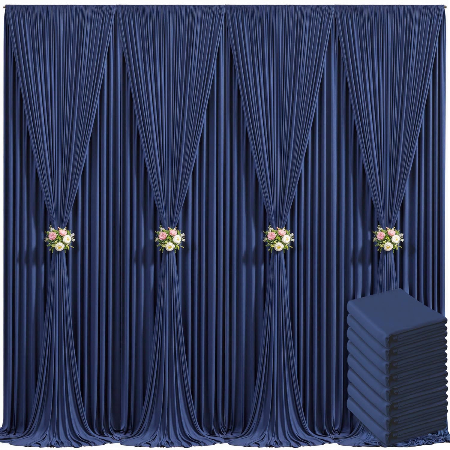 40ft x 10ft Ivory Backdrop Curtain for Wedding Ivory Wrinkle Free Backdrop Drapes Panels for Parties Baby Shower Bridal Shower Birthday Photo Photography Polyester Fabric Background Decoration — view 62