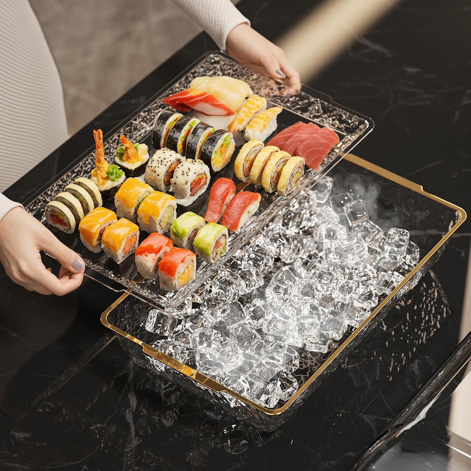 Vassoi da Portata per Feste Portafrutta E Biscotti A Scomparti Con | Vassoi Da Portata Per Party Forniture Buffet Ristorante Preparazione Cibo Riunioni Familiari Frigorifero