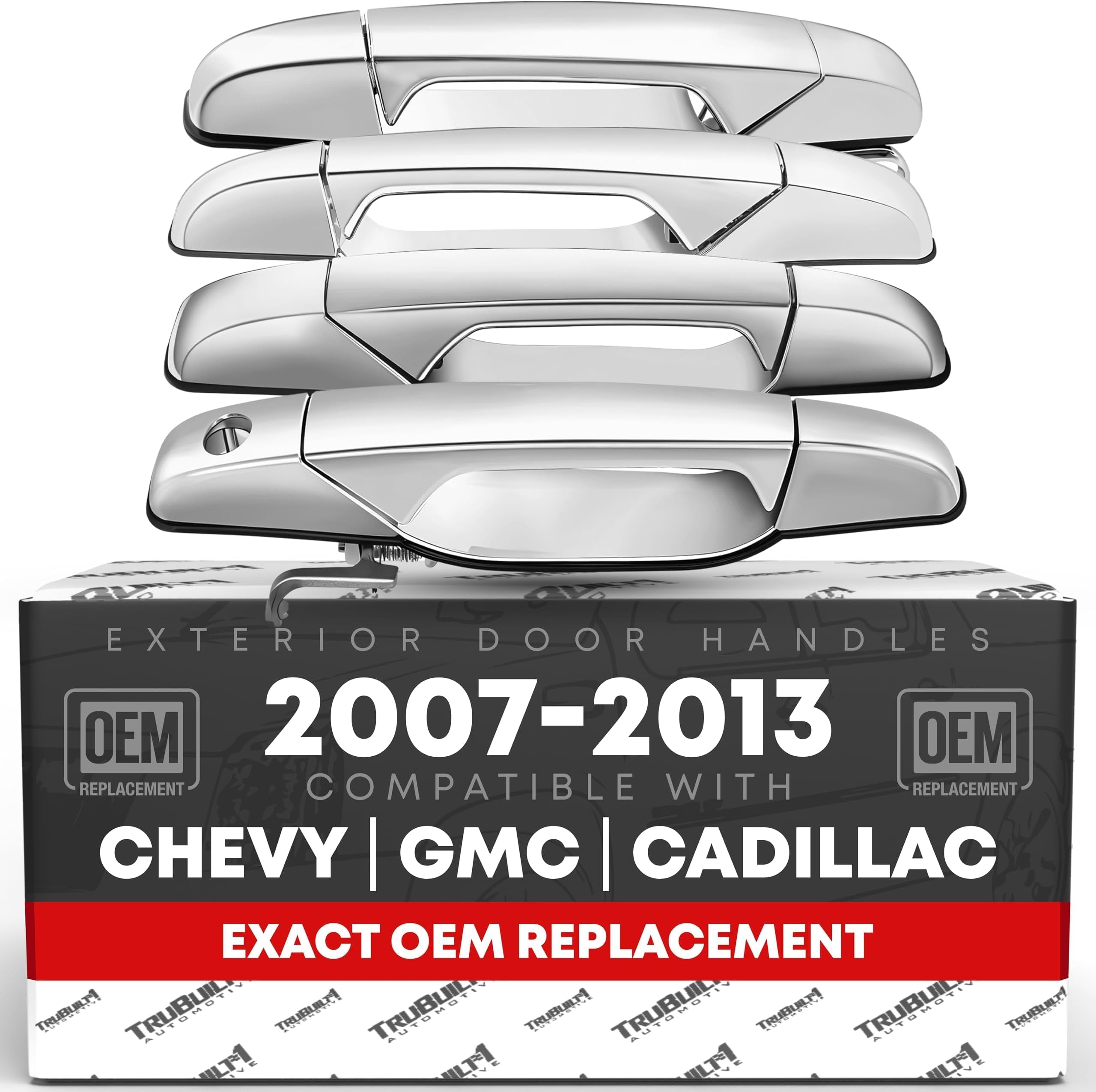 Front and Rear Right Passenger and Left Driver Sides Exterior Door Handle Set Replacement for 2007-2013 Cadillac Escalade Chevrolet Silverado Suburban GMC Sierra Yukon Chrome 22738721 22738722