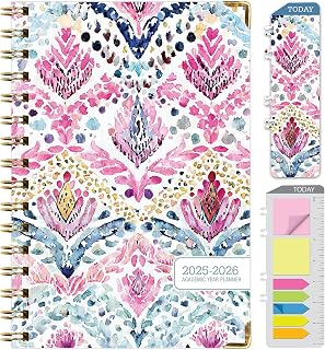 Global Printed Products 2025-2026 Boho Ikat 5.5" x 8" Weekly & Monthly Planner, Paper Cover, Multicolored (NAD26-58-83)