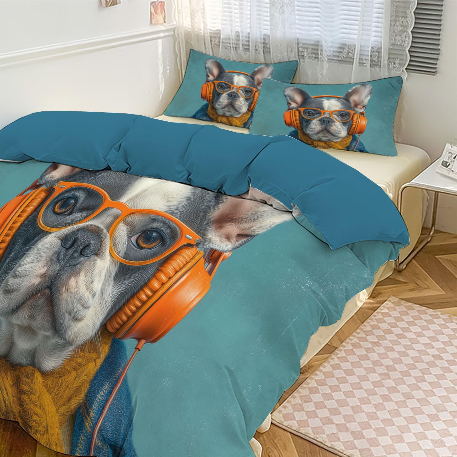 Housse de couette bouledogue 220x240 hypoallergénique avec zip durable