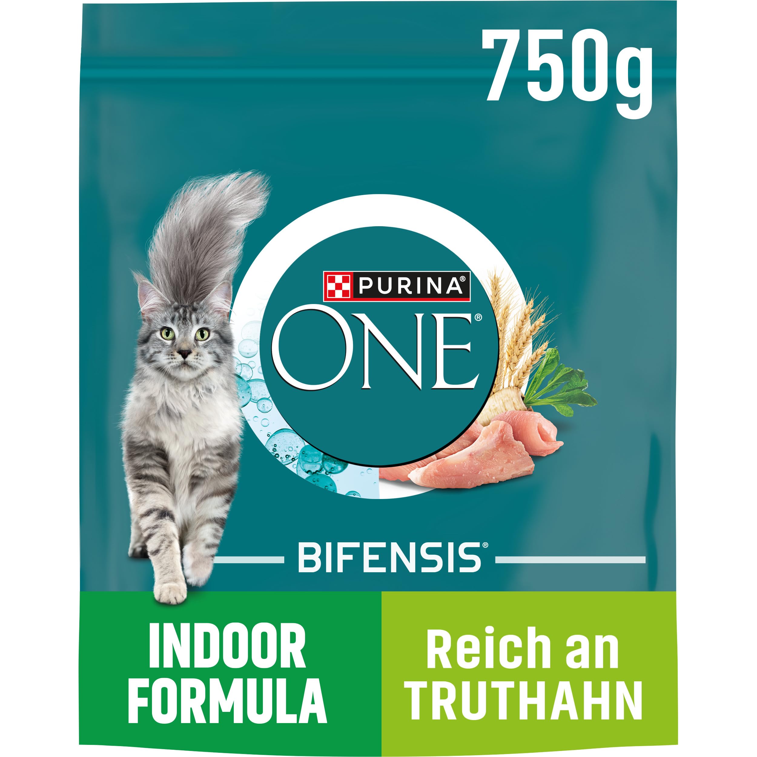 PURINA ONE Bifensis Indoor Formula Comida Seca para Gatos domésticos, Rica en Pavo, 6 Unidades (6 x 750 g)
