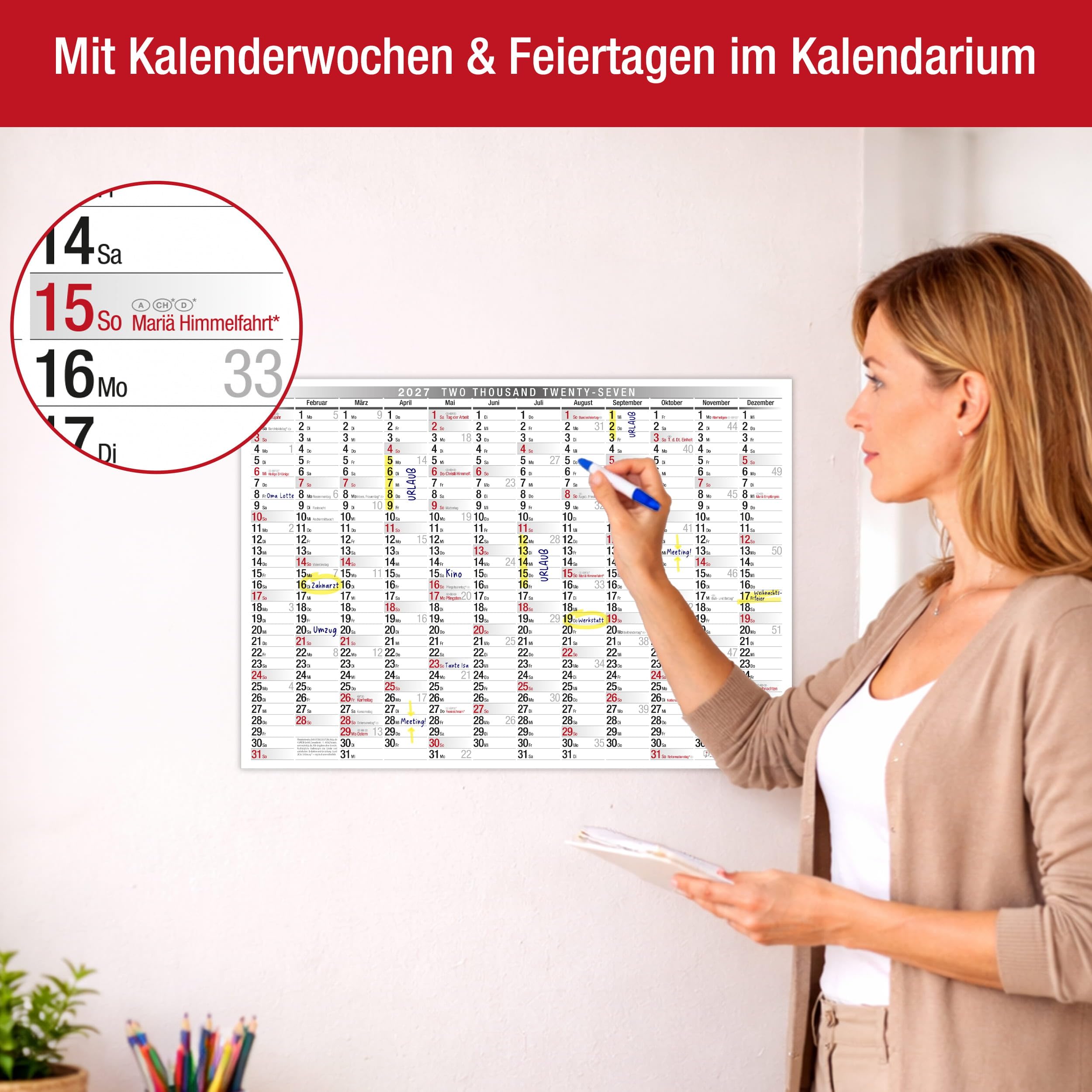 Dohe Wandkalender 2026 12 maanden, januari tot december, maandoverzicht