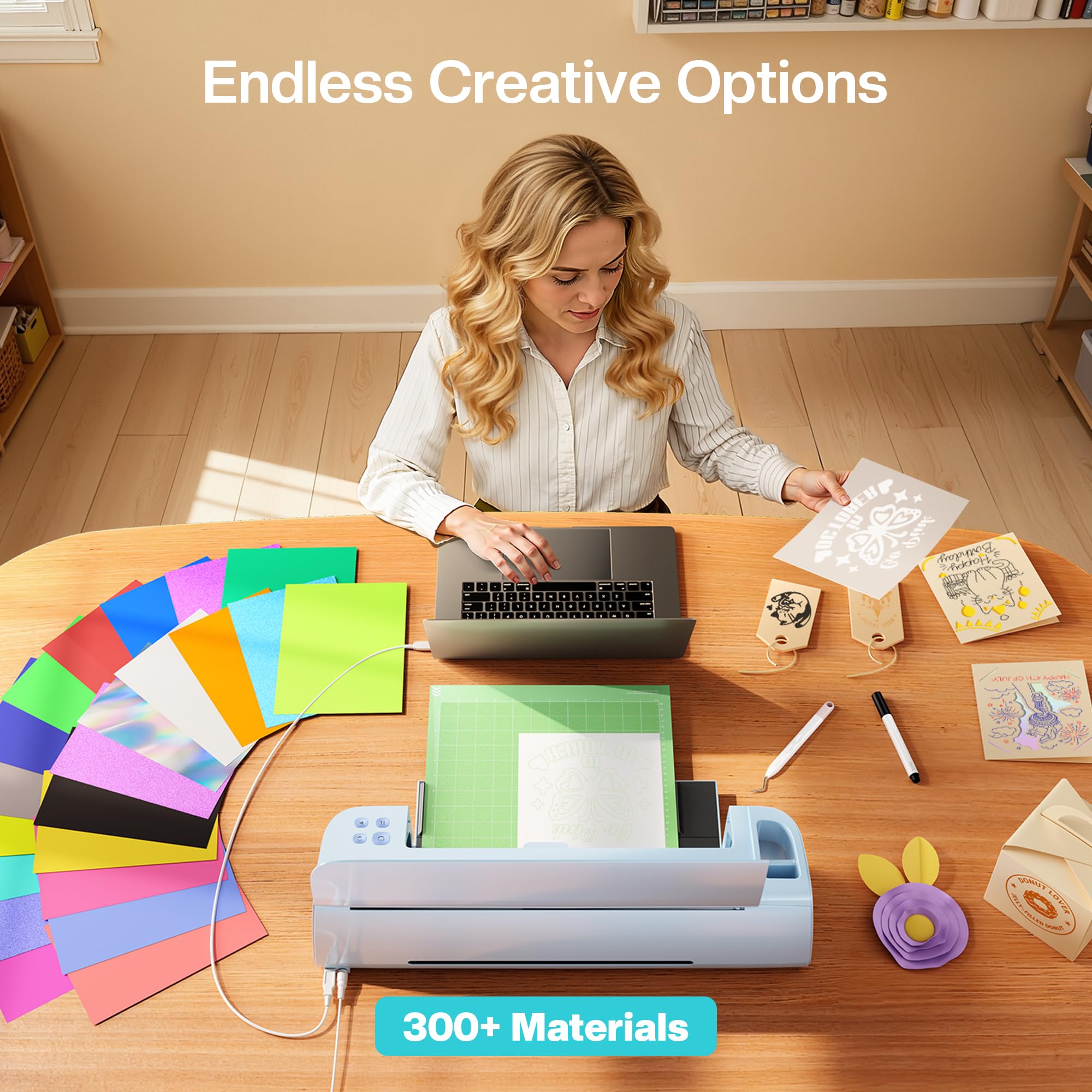 Likcut S31 Plotter da Taglio A3 con Funzione Print-Then-Cut - Adatto per Vinile, HTV e Cartoncino, Ideale per Sticker, T-shirt e Scrapbooking, Set con Materiali e Accessori, Blu