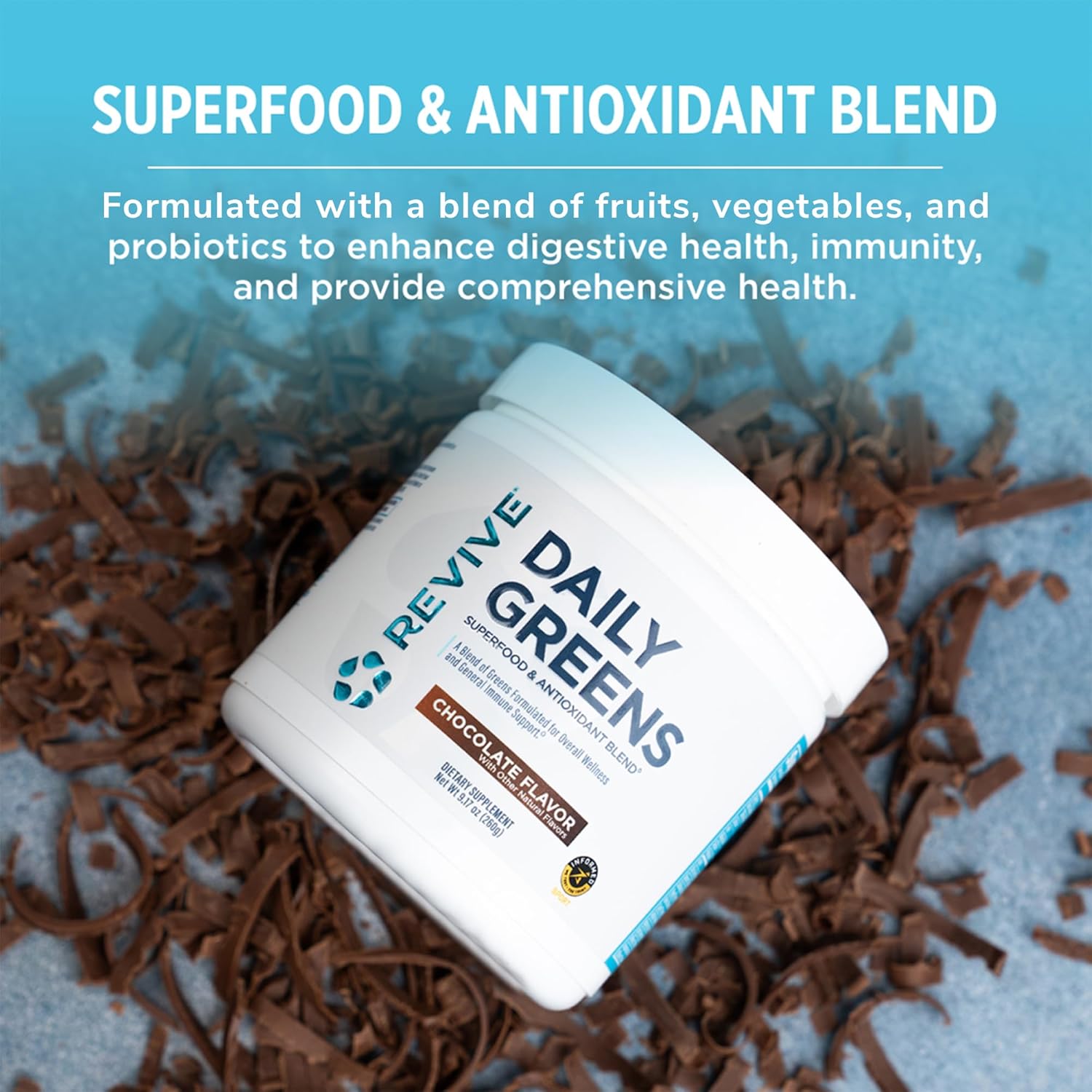 Revive MD Daily Green Powder Superfood (Chocolate) - Supergreens Powder to Support Energy Levels - Green Juice That Improves Fiber Intake - Vegetable Supports Digestion and Gut Health (30 Servings) - Image 3