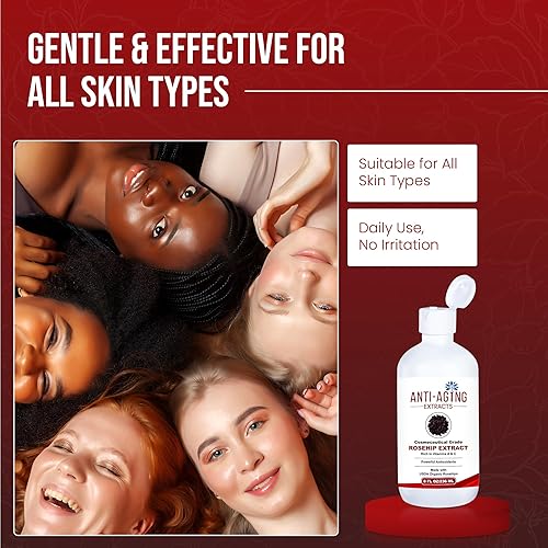 Vista 5 de Suero puro de extracto de rosa mosqueta, líquido de grado cosmético prémium para piel y cabello, fórmula botánica hidratante y antienvejecimiento