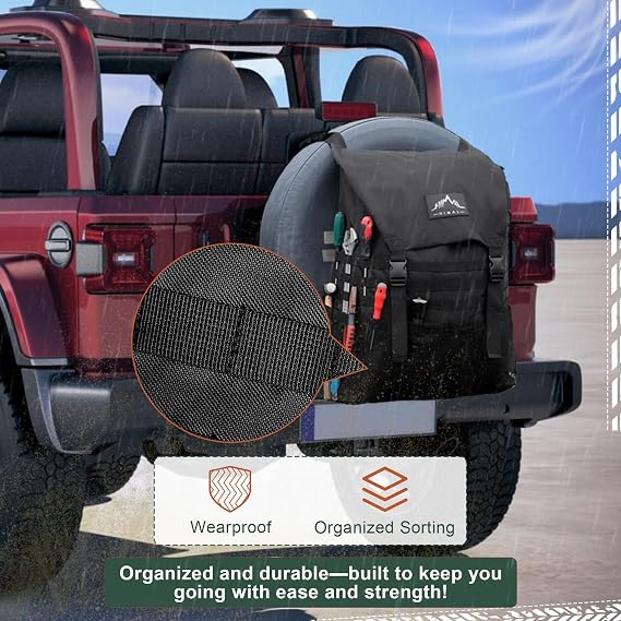 Himal Outdoors Spare Tire Trash Bag, Storage Bag for Wood and Recovery Gear | Durable PVC & Oxford Exterior Fits Jeep, Truck, SUV & Off-Road