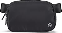 Pander Women's Two-Way Zipper Fanny Pack - Water Repellent Nylon Everywhere Belt Bag, Adjustable Strap Crossbody Waist Pack (Black)