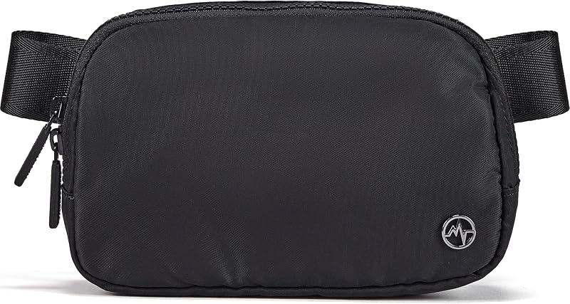 Two Way Zipper Fanny Pack Nylon Everywhere Belt Bag for Women, Water Repellent Waist Packs, Crossbody Bags with Adjustable Strap (Black). | 1L nylon belt bag with a two-way zipper, three interior mesh pockets, and an adjustable strap for waist or crossbody wear