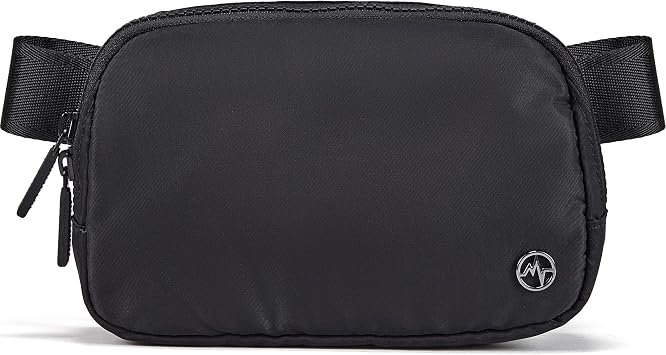 Pander Two Way Zipper Fanny Pack Nylon Everywhere Belt Bag for Women, Water Repellent Waist Packs, Crossbody Bags with Adjustable Strap Black.