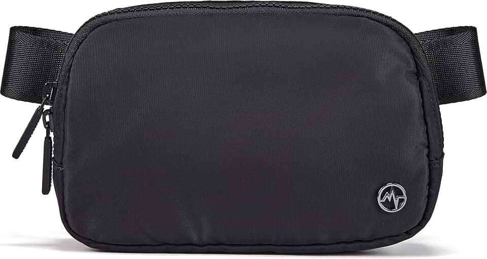 Pander Two Way Zipper Fanny Pack Nylon Everywhere Belt Bag for Women, Water Repellent Waist Packs, Crossbody Bags with Adjustable Strap (Black).