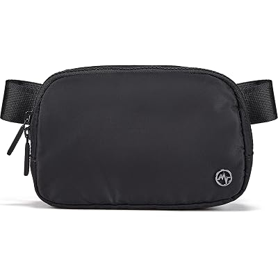 Pander Two Way Zipper Fanny Pack Nylon Everywhere Belt Bag for Women, Water Repellent Waist Packs, Crossbody Bags with Adjustable Strap (Black).