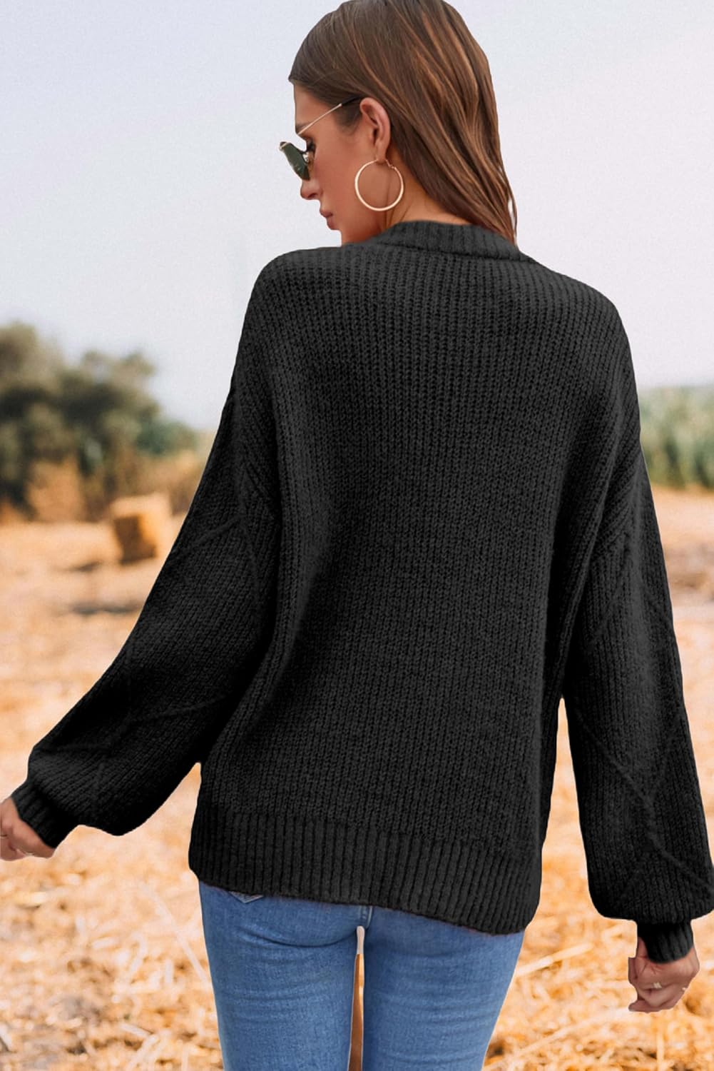 Womens Cute Oversized Sweater Fall Winter 2026 Crew Neck Long Sleeve Pullover Sweaters - Image 5