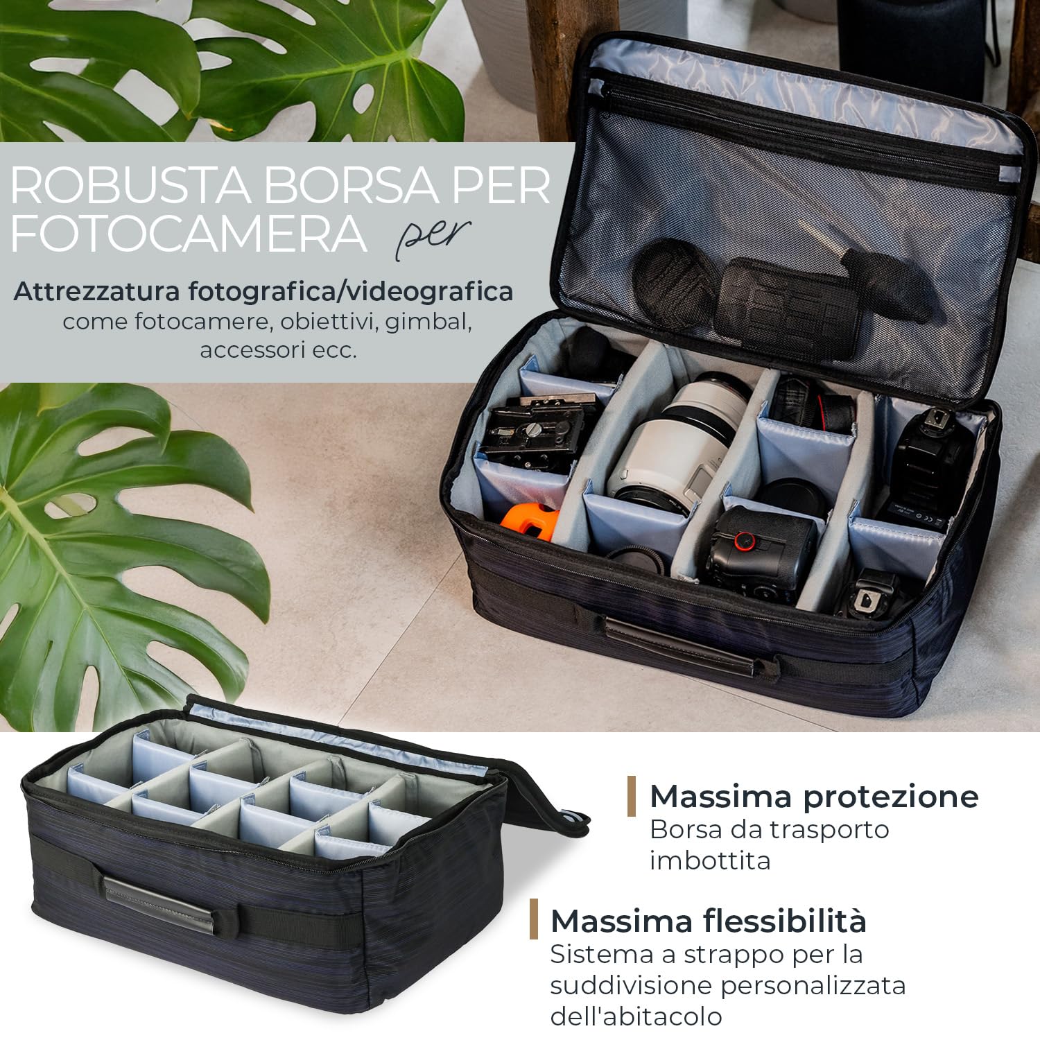 Borsa Fotografica Universale HMF 1844080 Aluminio Nero - Dettaglio
