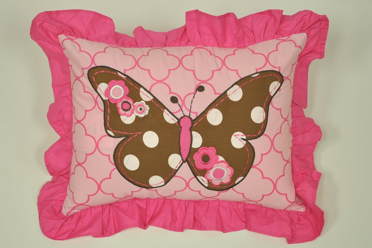 Bacati - Butterflies Pink/Chocolate Decorative or Rocker Pillow 12 x 16 inches