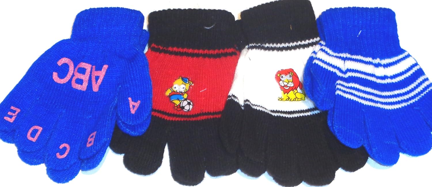Set of Four Pairs Stretch Magic Gloves for Infants Toddlers
