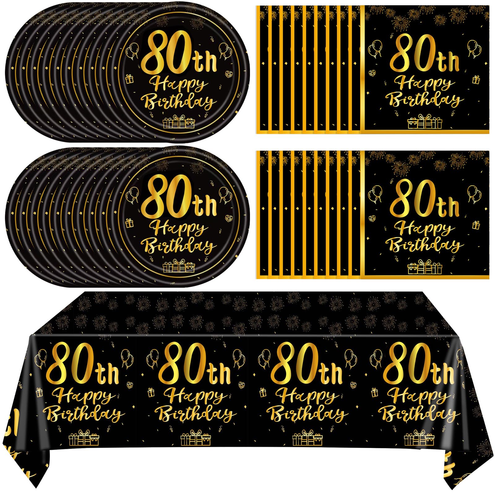 Juhap 41Pcs 80th Birthday Party Decorations - tableware | Mubboo